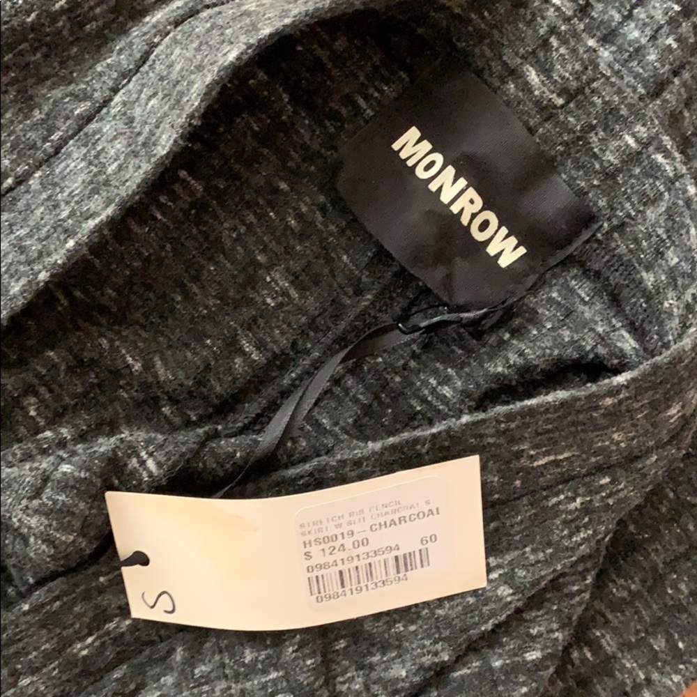 NWT Monrow STRETCH RIB PENCIL SKIRT charcoal small